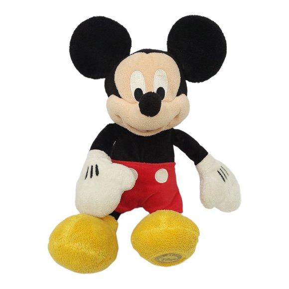 Disney Store Classic Mickey Mouse Plush Doll 13" Stuffed Toy Black Red - Picture 1 of 12